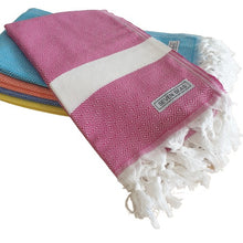 Load image into Gallery viewer, Seven Seas Turkish Towel / Sarong - Premium Diamond Jewel - Fuschia Pink