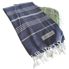 Load image into Gallery viewer, Seven Seas Turkish Towel / Sarong - Classic Vintage - Navy Blue