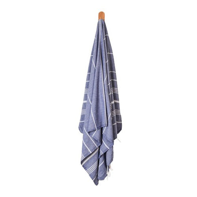 Seven Seas Turkish Towel / Sarong - Classic Vintage - Navy Blue