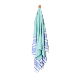 Seven Seas Turkish Towel / Sarong - Classic Aegean - Sea Green & Royal Blue