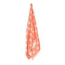 Load image into Gallery viewer, Seven Seas Turkish Towel / Sarong - Premium Stars - Coral Orange