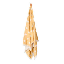 Load image into Gallery viewer, Seven Seas Turkish Towel / Sarong - Premium Stars - Mustrard Yellow