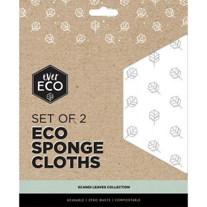 Ever Eco Compostable Sponge Cloths - Scandi Leaves (2 Pack)