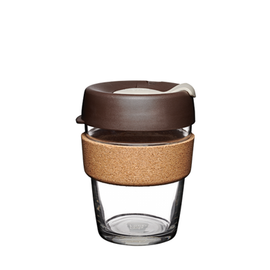 KeepCup Reusable Coffee Cup - Brew Glass & Cork - Medium 12oz Brown (Almond)