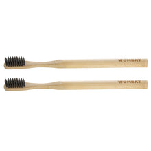 Load image into Gallery viewer, Wombat Bamboo Toothbrushes with Charcoal Bristles (2 Pack)